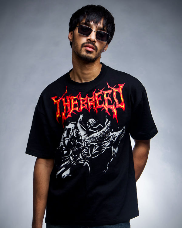 Divine Angels - Black oversized T-shirt (Unisex)